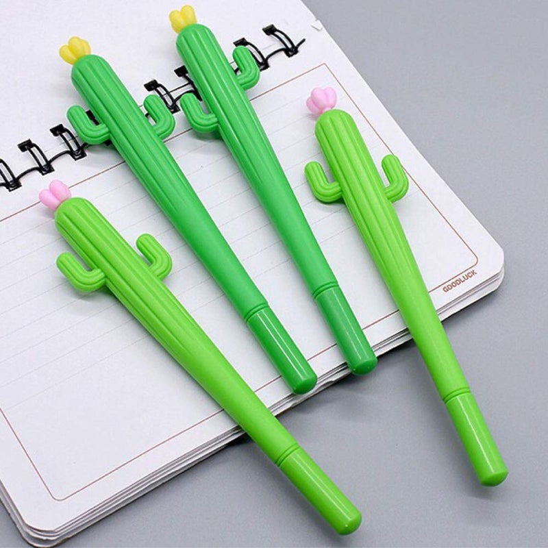 Sencoo 4 pack Blue Ink Gel Pens Creative Cactus Pen Stationery School Student Gift - Image 1